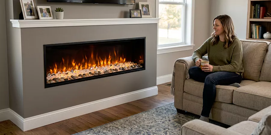Electric Fireplace With Crystal and Pebble Embers Inglewood
